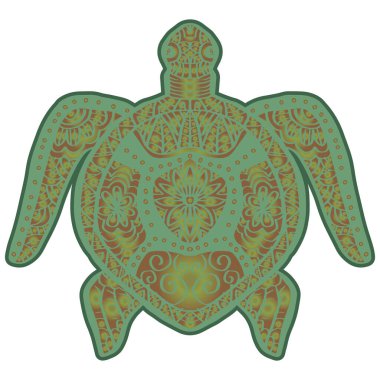 Dekoratif kaplumbağa çiziyorum. Çizgisiz el çizimi.