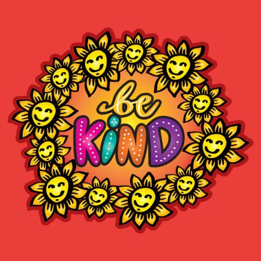 Be kind, hand lettering. Wall art poster for kindergarten classroom