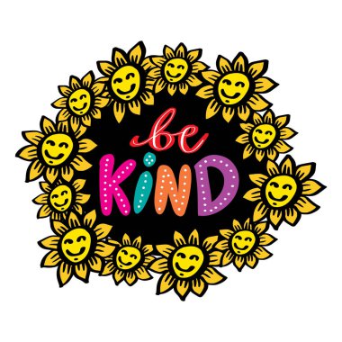 Be kind, hand lettering. Wall art poster for kindergarten classroom