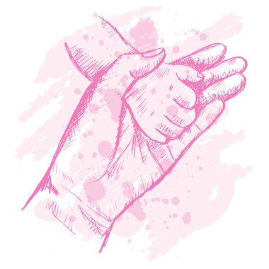  Sketch of mother holding hand of child