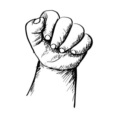 Baby hand, sketch drawing illustration.