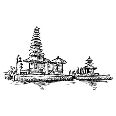 Sketch drawing of Bali temple
