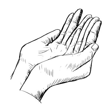  Sketch drawing Islamic praying hands