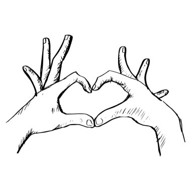 Sketch drawing heart hands. Holding hands illustration.