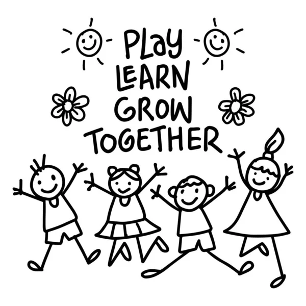 Jogar Aprender Crescer Juntos Letras Cartazes Educativos Para Sala Aula —  Vetores de Stock