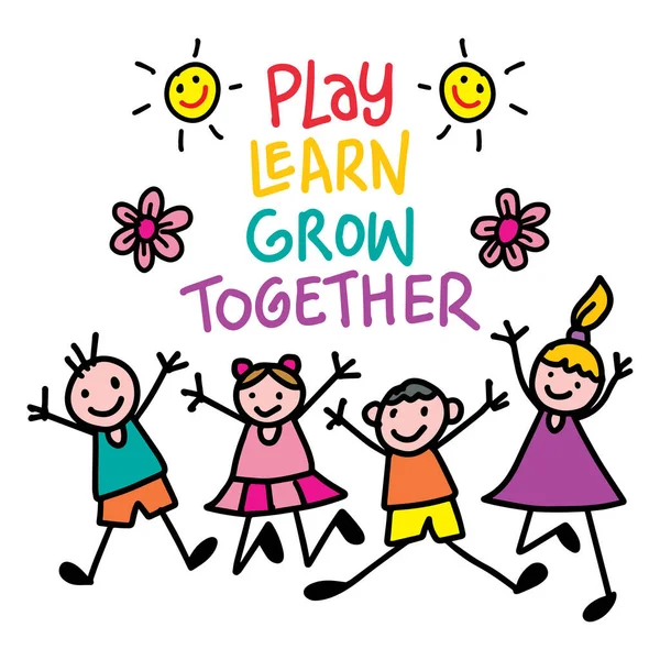 Jogar Aprender Crescer Juntos Letras Cartazes Educativos Para Sala Aula —  Vetores de Stock