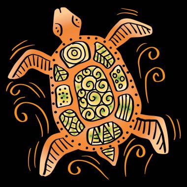 El çizimi tatlı kaplumbağa.