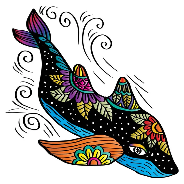Illustration Requin Mer Dessin Zentangle — Image vectorielle