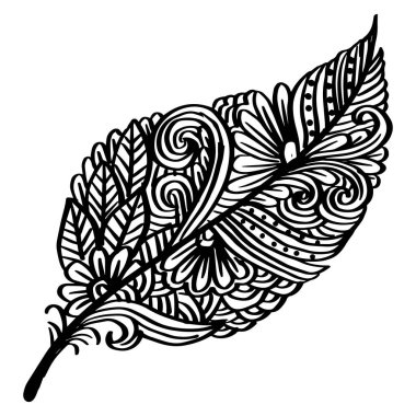 Çiçekli süslemeli zentangle tüyü.