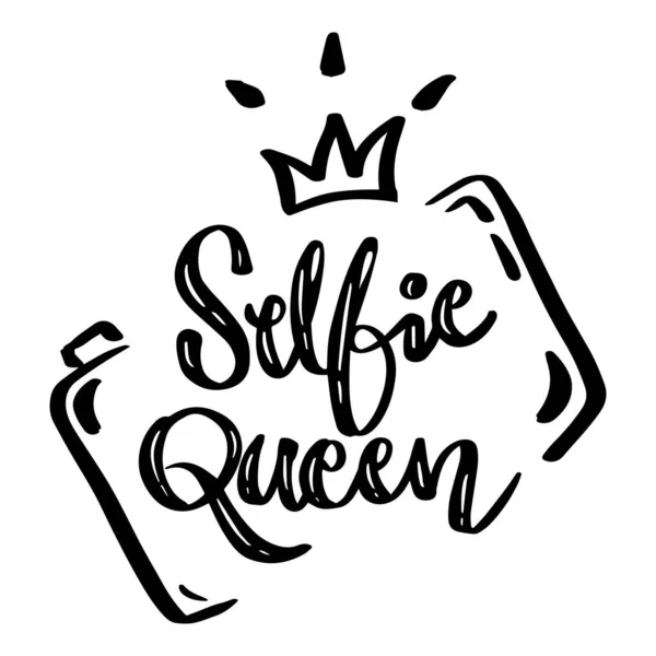 Selfie Queen Handschrift Slogan Concept — Stockvector