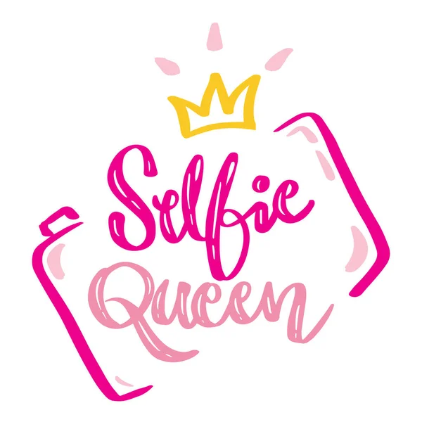 Selfie Queen Handschrift Slogan Konzept — Stockvektor