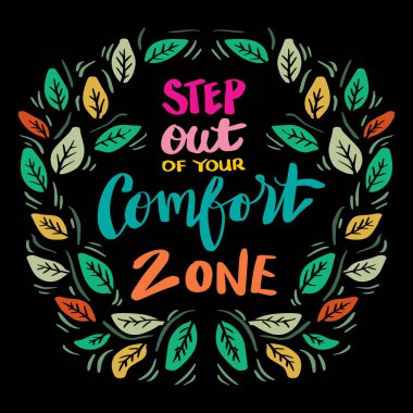 Rahat bölgenizden çıkın, el yazmaları. Poster tırnak içinde.