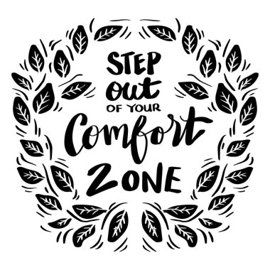 Rahat bölgenizden çıkın, el yazmaları. Poster tırnak içinde.