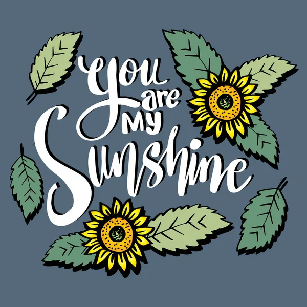 You Sunshine Hand Lettering Poster Quotes — Stockový vektor
