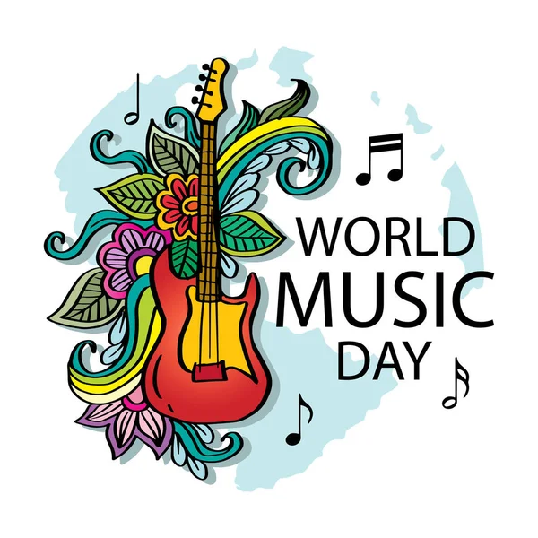 Día Mundial Música Concepto Póster Junio — Vector de stock