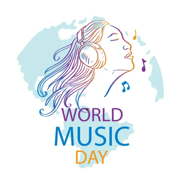 Día Mundial Música Concepto Póster Junio — Vector de stock
