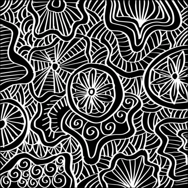 Doodle Art Abstrait Noir Blanc — Image vectorielle
