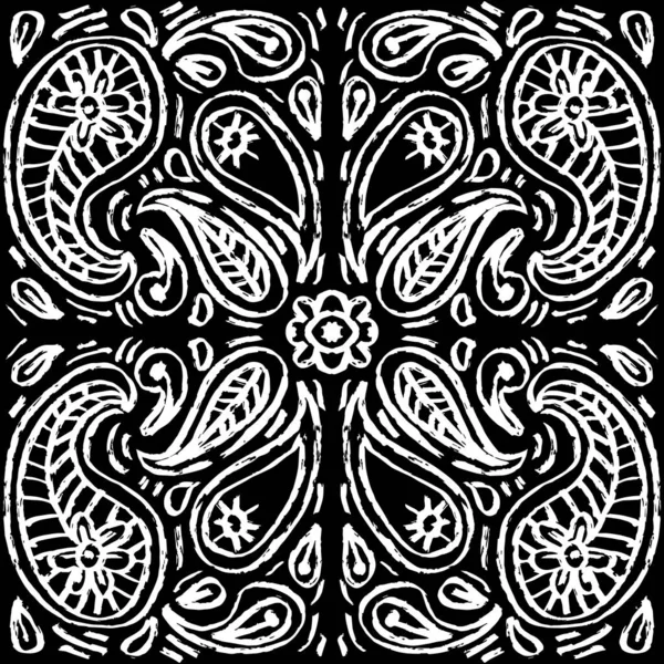 Doodle Ręcznie Rysowane Kwiatowy Bezszwowy Wzór Paisley Ornament — Wektor stockowy