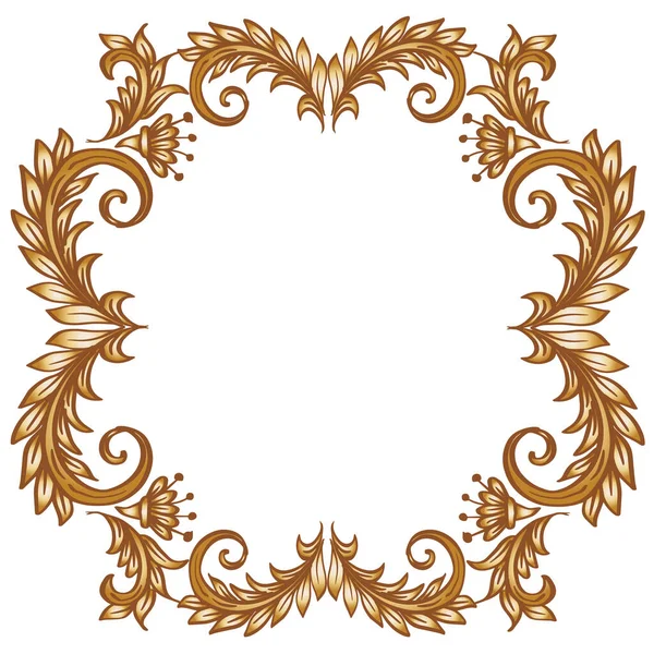 Hand Drawing Gold Floral Frame Background — Stock Vector