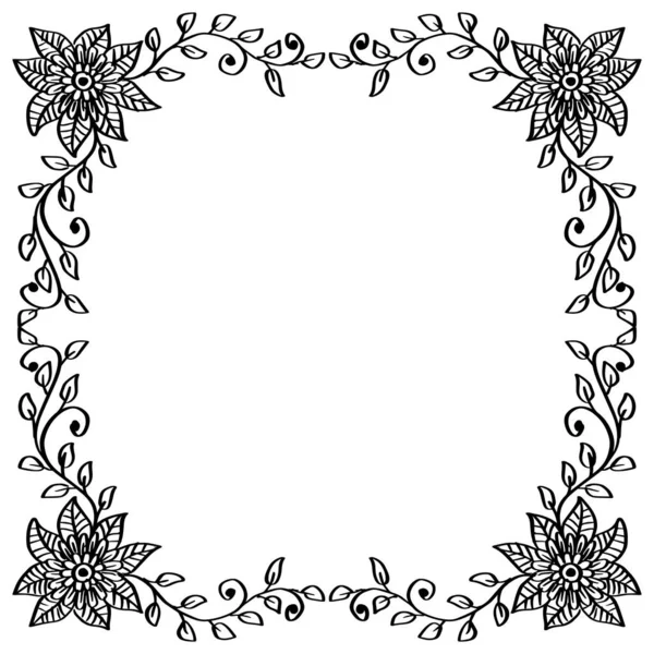 Hand Drawing Floral Frame Background Black White — Stock Vector
