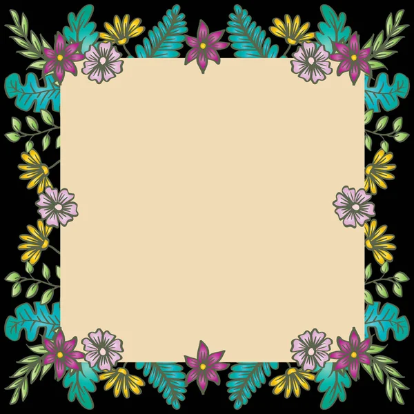 Hand Drawing Floral Frame Background — Stock Vector