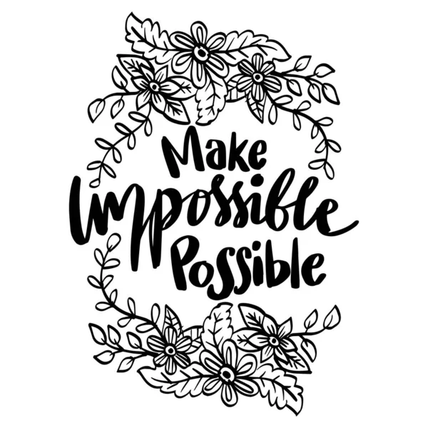 Make Impossible Possible Hand Lettering Poster Quote — Stock Vector