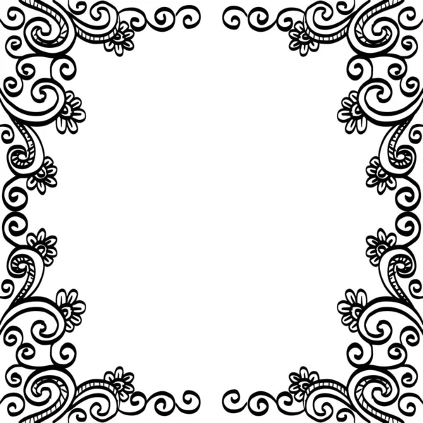 Doodle Zeichnung Blumenrahmen Hintergrund Auf Schwarz Und Weiß — Stockvektor