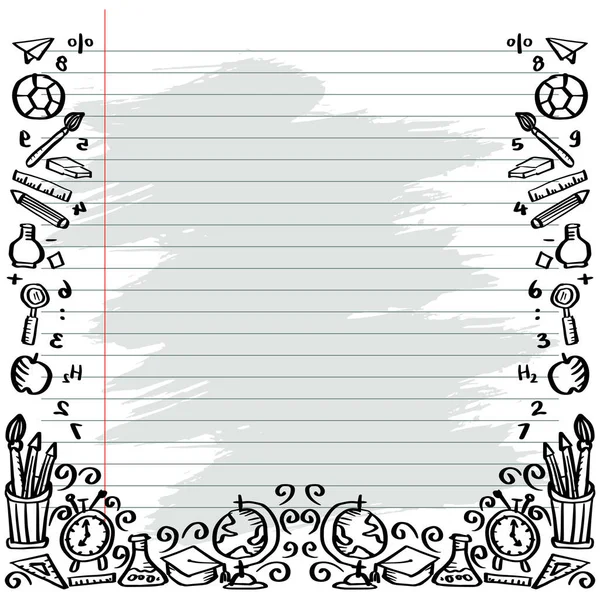 Doodle Frame Back School Note Paper Background — Stock Vector