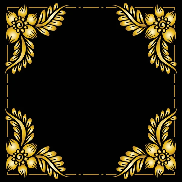 Doodle Zeichnung Gold Blumenrahmen Hintergrund — Stockvektor