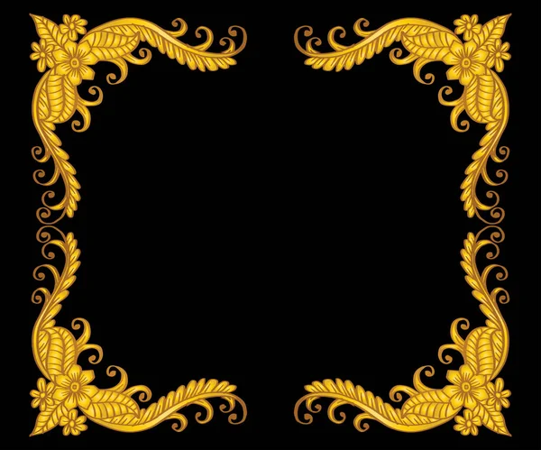 Doodle Drawing Gold Floral Frame Background — Stock Vector
