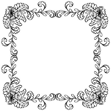  Kara arkaplana altın rengi çiçek çerçevesi çiziyor