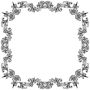  Kara arkaplana altın rengi çiçek çerçevesi çiziyor