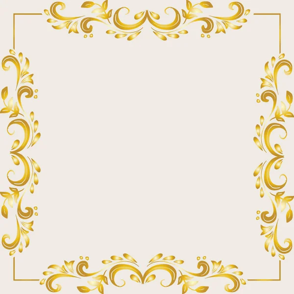 Doodle Σχέδιο Χρυσό Floral Πλαίσιο Φόντο — Διανυσματικό Αρχείο