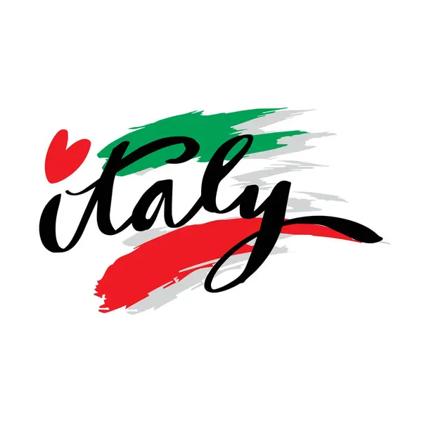 Italië Met Hand Belettering Met Italiaanse Vlag — Stockvector