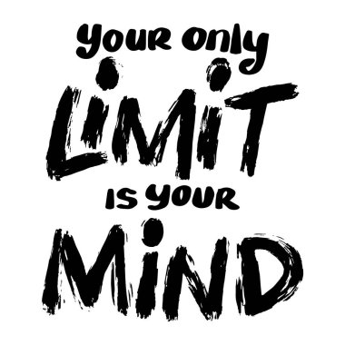 Sadece aklın sınırlıdır. El çizimi harfler. Vektör illüstrasyonu.