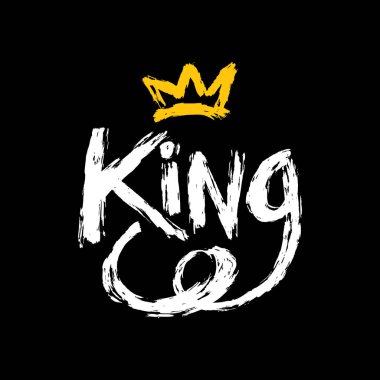 Kral El taçlı harfler çizdi. Vektör illüstrasyonu.