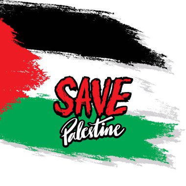Filistin 'i Filistin bayrağıyla kurtar. Vektör illüstrasyonu.