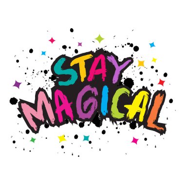  Sihirli kal. El çizimi harf cümlesi. Vektör illüstrasyonu.