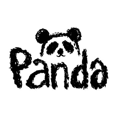 Panda ayı harfleri. Sevimli el çizimi vektör çizimi.