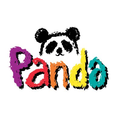 Panda ayı harfleri. Sevimli el çizimi vektör çizimi.