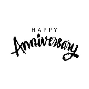 Mutlu yıldönümü mektupları. El çizimi kaligrafi. Vektör illüstrasyonu.