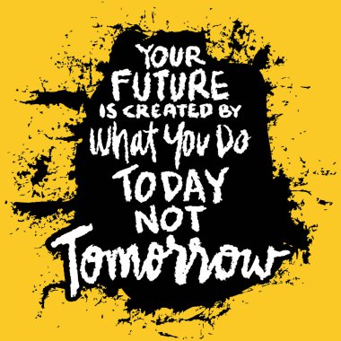 Geleceğin bugün yaptıklarınla yaratıldı, yarınlarla değil. İlham verici ve motive edici bir alıntı..