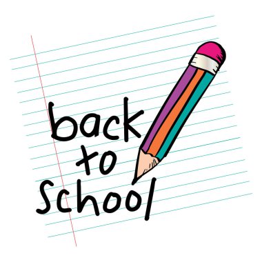 Okula dönelim. Kalemle el çizimi harfler. Vektör illüstrasyonu.