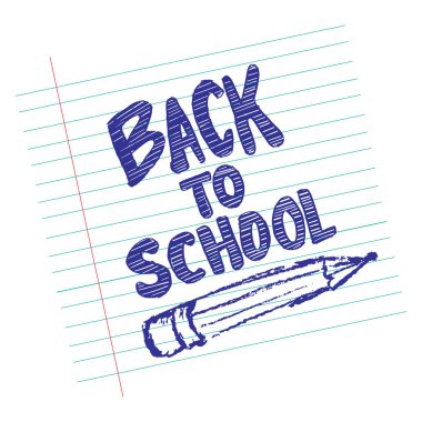 Okula dönelim. Kalemle el çizimi harfler. Vektör illüstrasyonu.