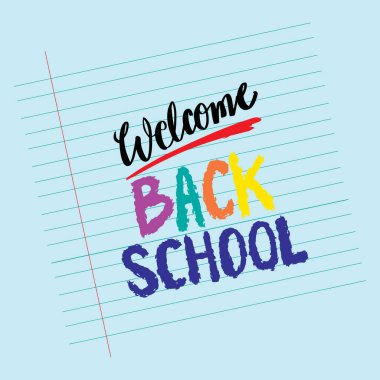 Okula tekrar hoş geldin. El çizimi harfler. Vektör illüstrasyonu.