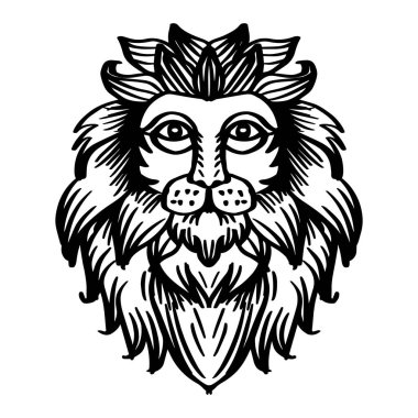  Aslan başlı logo. Tasarımınız için vektör illüstrasyonu