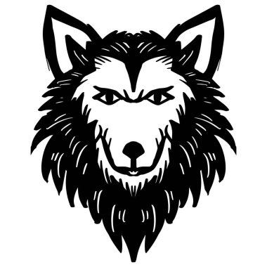 Kurt kafası logosu. El çizimi. Tasarımınız için vektör illüstrasyonu