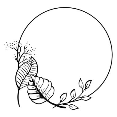 Güzel yapraklar daire şeklinde. El çizimi çizimi