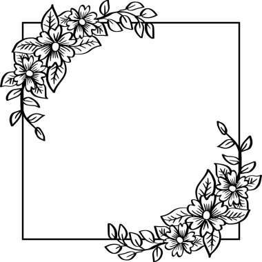 Beyaz arka planda siyah beyaz çiçekli çiçek deseni