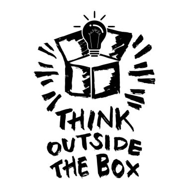 Alışılmışın dışında düşün. El çizimi harfler. Vektör illüstrasyonu.